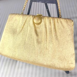 Vintage gold lame cocktail clutch